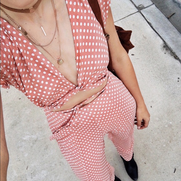 Privacy Please Pants - Privacy Please Revolve Polka Dot Jumpsuit Sz XS